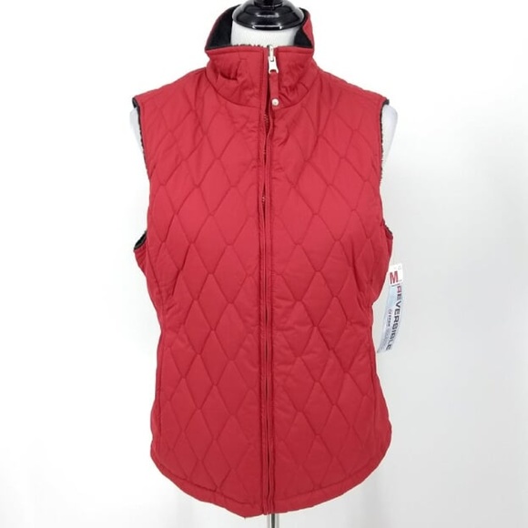 Free Country Jackets & Blazers - NEW Free Country Medium Vest Red Black Reversable